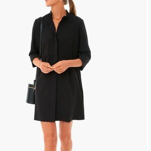 Tuckernuck Black Stretch Crepe Royal Shirt Dress